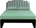 Queen size fitted sheet (cotton), fitted sheet only, 300 thread count, soft and breathable, 8-10 inch deep pocket fitted sheet, suitable for hotels and homes, light green