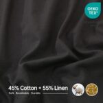 Linen Sheet Set Solid Color - 4 Pieces (1 Flat Sheet, 1 Fitted Sheet & 2 Pillowcases) Natural Flax Cotton Blend Soft Breathable Farmhouse Bedding - Full Size, Dark Grey