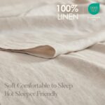 100%  Linen Fitted Sheet Mattress Cover (1 Piece) with 16 Inch Deep Pocket, Pure Natural  Flax from Normandy, Ultra Soft, Breathable and Durable (Natural Linen, Queen).