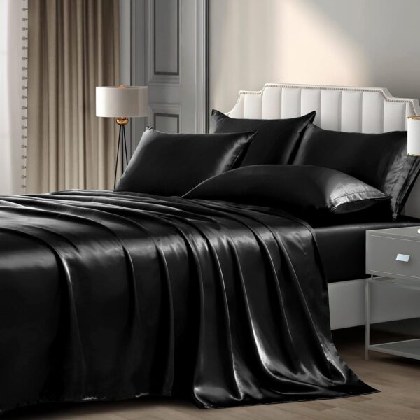 Queen Size Sheet Set - 100% Soft Long-Pile Combed Natural Cotton Sheet Set - Hypoallergenic, Easy to Fit - 4-Piece Set - Sheet and Pillowcases
