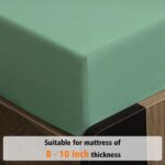 Queen size fitted sheet (cotton), fitted sheet only, 300 thread count, soft and breathable, 8-10 inch deep pocket fitted sheet, suitable for hotels and homes, light green