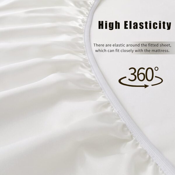 Mulberry Silk Bedding 4-Piece Set | 6A Grade Natural Silk Sheets | Ultra-Soft & Breathable | Fits Mattresses 14–16 Inches Deep — King Size, Ivory White