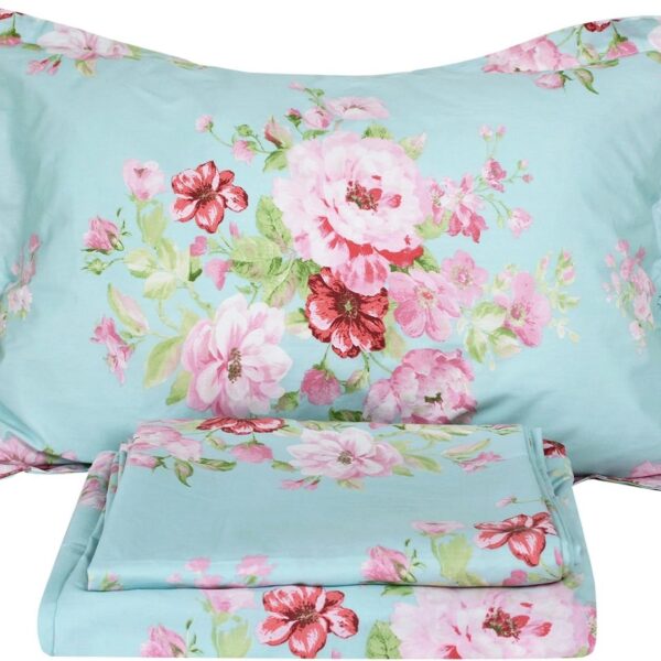 Pure cotton sheet set, vintage pink floral pattern, four-piece set, standard double size