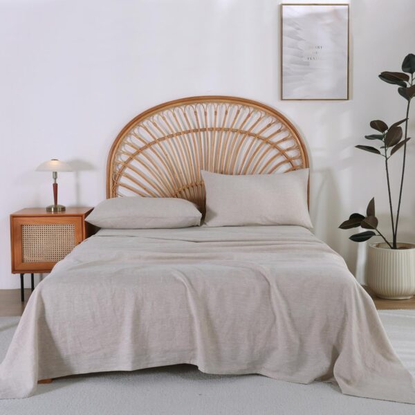 100%  Linen Sheets Queen Size Bed Sheets 4 Piece Sets, Breathable & Cooling Pure Linen Bed Sheets,Soft Durable Bedding, Machine Washable, 16" Deep Pocket (Linen,Queen)