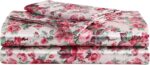 Sheet Set: Sateen Bedding Ensemble (Includes Matching Pillowcases); Wrinkle-Resistant and Fade-Resistant; Silky-Smooth Touch; Beneficial for Hair Health (Vintage Pink Floral Pattern)