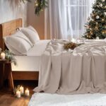100%  Linen Sheet King Bed Set Luxury 4 pcs Deep Pocket Sheets Up to 16" Bedding Sheet All Season (Linen, King)