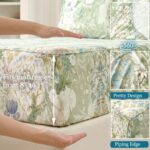 Sheet Set: Luxurious Sage Green Floral Bedding; 100% Pure Cotton Sateen Weave; Soft, Silky, and Breathable (Ideal for Hot Sleepers); American Country-Style Vintage Floral Design; 17.5-Inch Deep Pocket 4-Piece Bedding Set