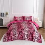 Leopard Print Sateen Comforter: Silky-Smooth Touch; Sensual and Luxurious Ultra-Soft Microfiber Bedding Set (5-Piece Set); Lightweight and Breathable