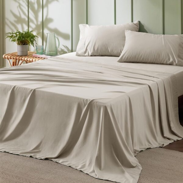 Queen Sheet Set - 4 Pieces Soft Queen Size Sheets - Breathable & Cooling - Hotel Luxury - Easy Care Polyester Microfiber Bedding for Women, Men, Linen