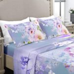 Floral Sheet Set: King Size 4-Piece Set; 1800-Thread Count Brushed Microfiber Material; Fits King Size Mattresses; Ultra-Soft; Deep Pocket Design; Shrink-Resistant and Fade-Resistant