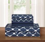 Luxury Soft and Comfortable 4-Piece Sheet Set, Milan Collection, Wrinkle-resistant Plaid Pattern - 1500 Egyptian cotton quality microfiber bedding set, single/king/single, navy blue