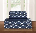 Luxury Soft and Comfortable 4-Piece Sheet Set, Milan Collection, Wrinkle-resistant Plaid Pattern - 1500 Egyptian cotton quality microfiber bedding set, single/king/single, navy blue